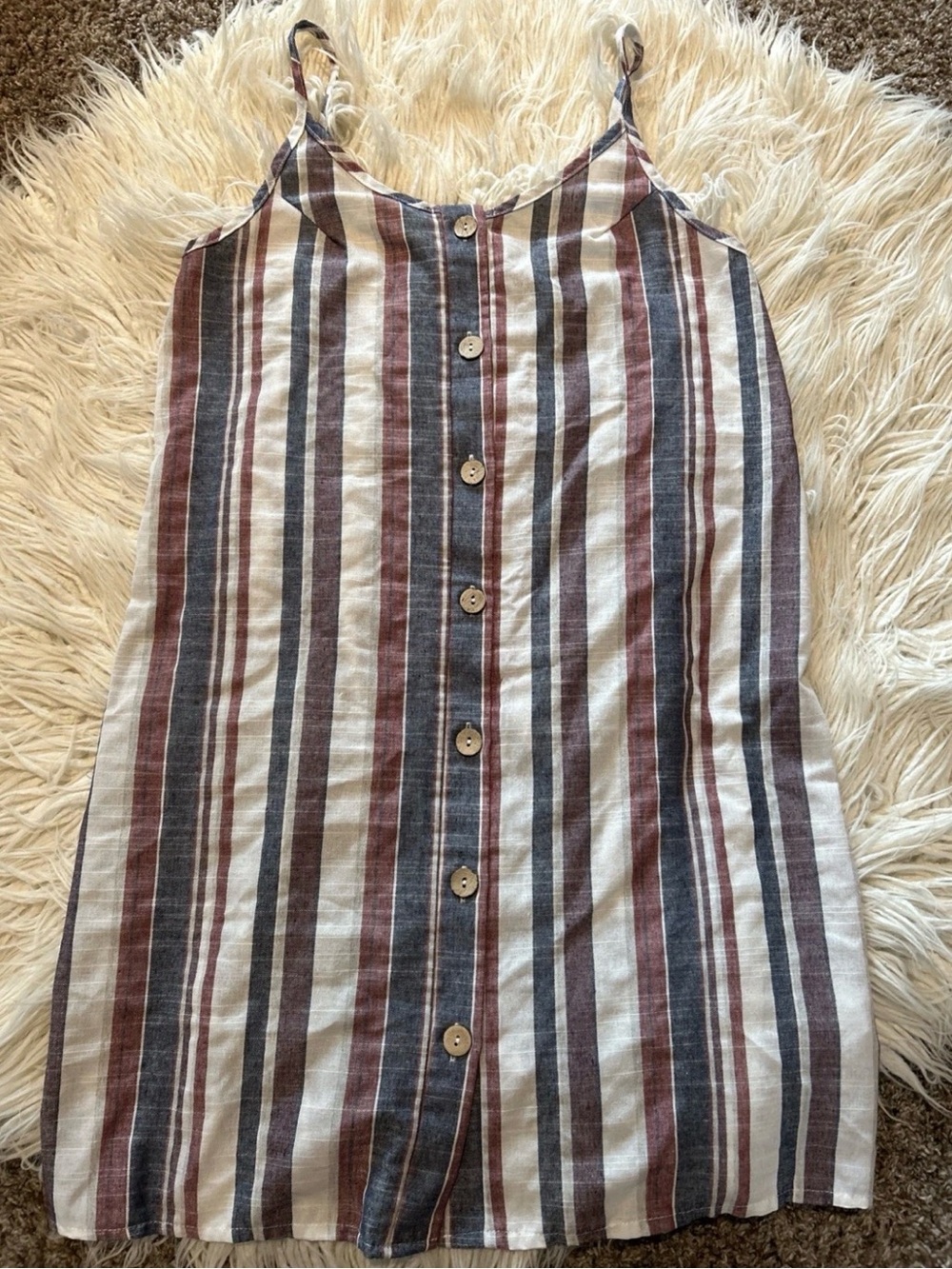 SHEIN women’s medium (says 6) patriotic Button-Front Dress White, Navy & maroon